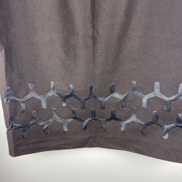 W BY WORTH BROWN WOOL PENCIL SKIRT WITH FAUX SNAKE LEATHER DETAILS US 4 - Picture 4 of 7